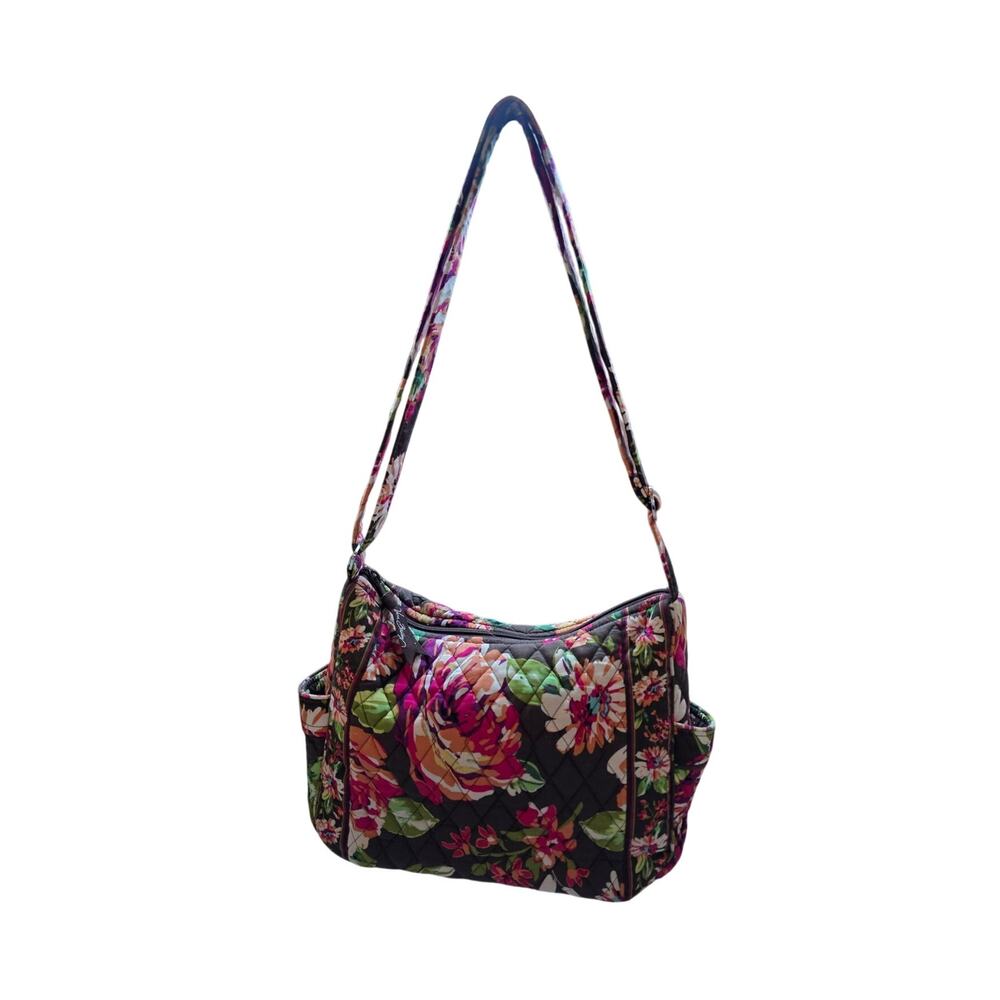 Vera Bradley English Rose On The Go Crossbody Bag Quilted Floral Shoulder Purse